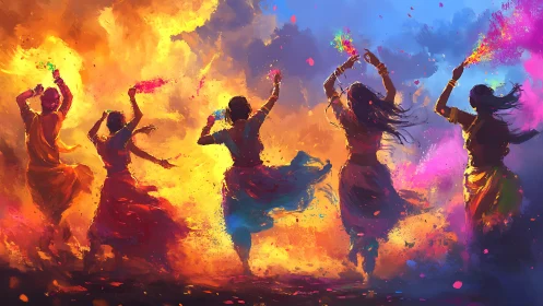 Color storms whirl as dancers carve light from festival night