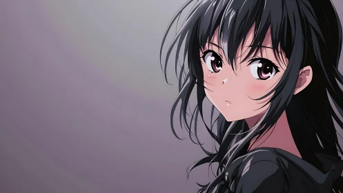 Soft twilight gaze of a thoughtful anime girl portrait.