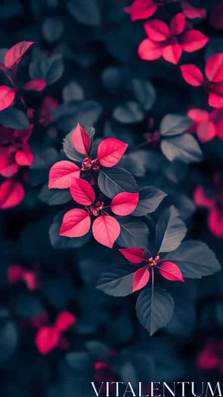 Vibrant Pink Foliage: Selective Focus Botanical Study.