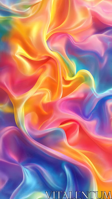 Iridescent multicolor silk folds with luminous volumetric lighting