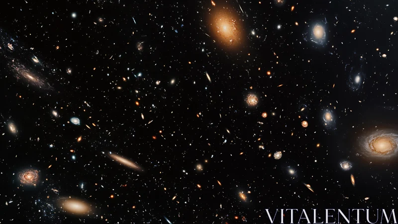 Cosmic Orchard of Galaxies Drifting Through Infinite Night.