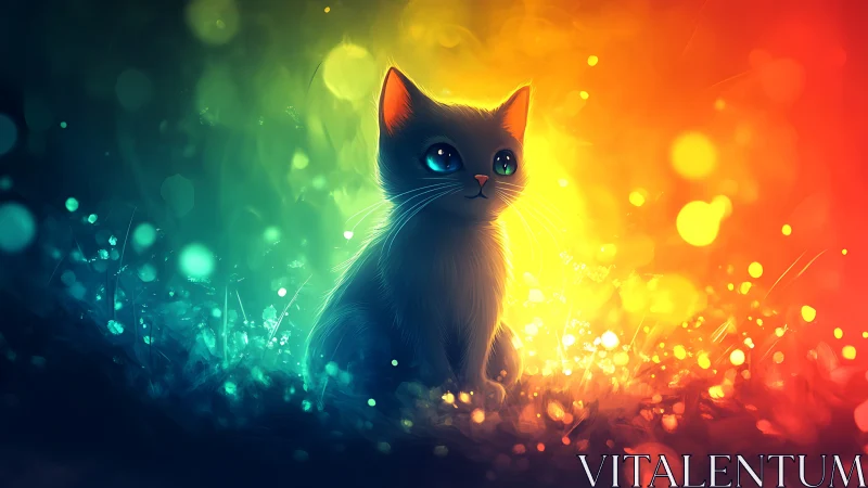 Feline Subject Rendered Against Gradient Light Field.