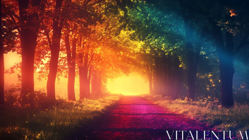 Radiant Forest Pathway Glowing with Magical Warmth