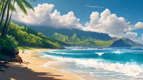 Tropical Paradise Where Mountains Embrace the Turquoise Sea.