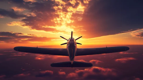 Golden hour flight glides calmly through a glowing sunset sky