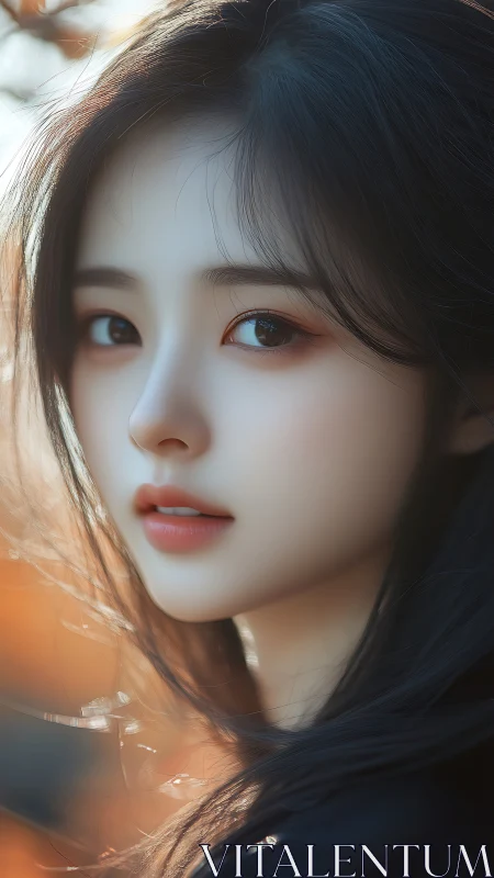 Portrait of a young woman rendered in soft shallow focus lighting