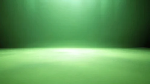 Emerald horizon breathes quiet light across a slick floor