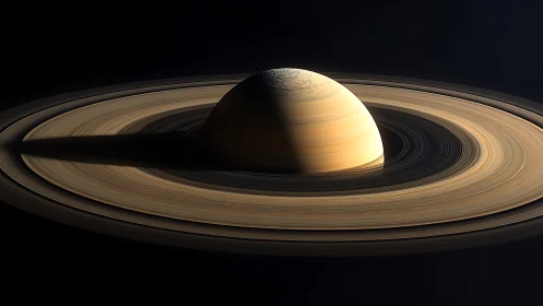 Saturnian ring system under grazing illumination, high contrast.