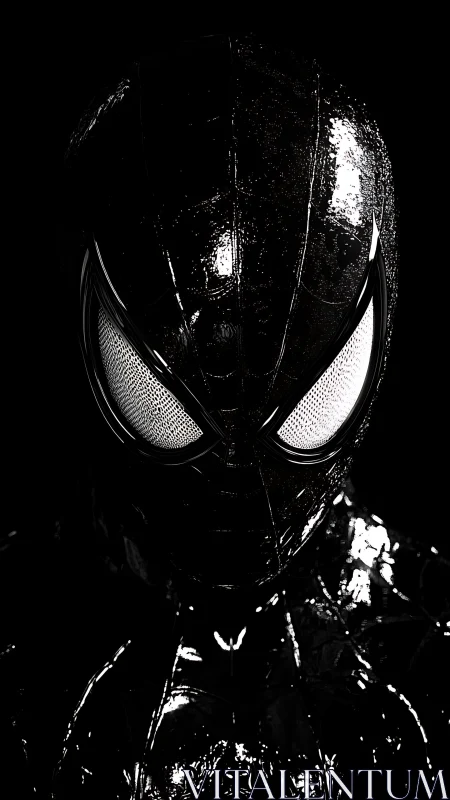 Shadow-clad spider hero shimmers in stark monochrome glare.