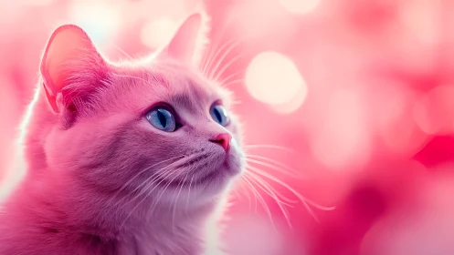 Luminous Feline Portrait in Magenta Bokeh.