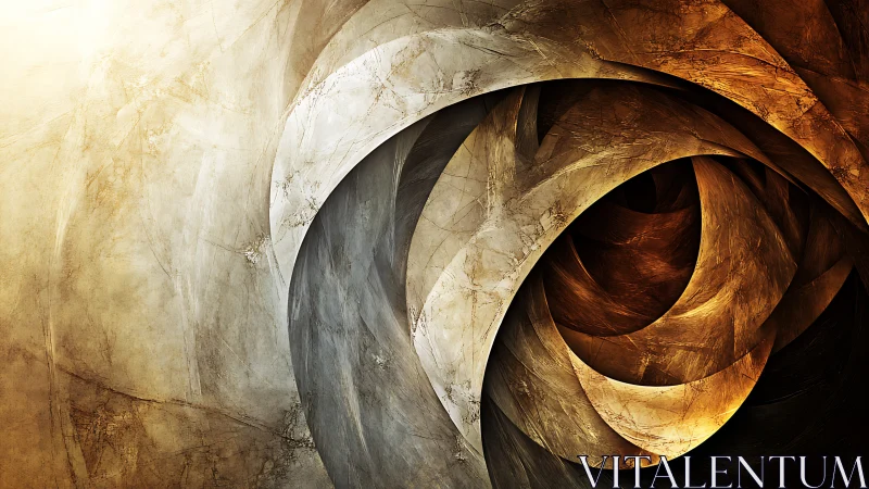 Layered metallic vortex with sculpted concentric curves.