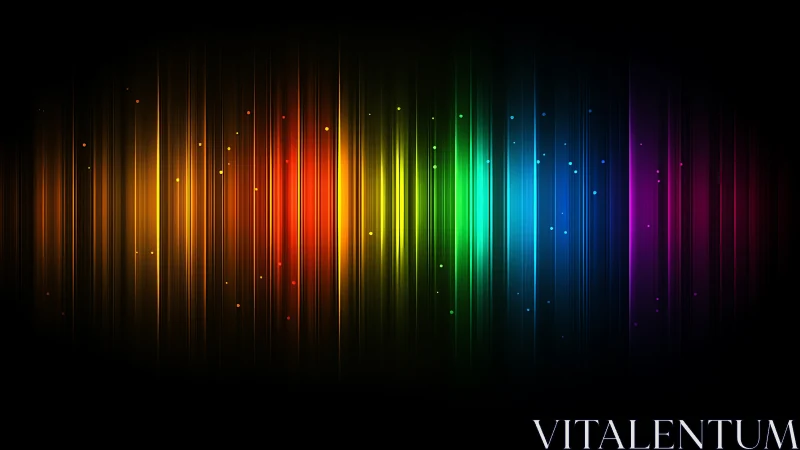 Vertical rainbow light streaks glow across black background