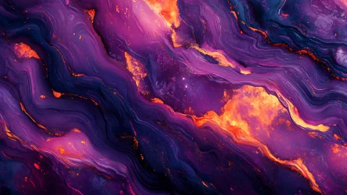 Flowing Lava Landscape with Vibrant Purple and Orange.