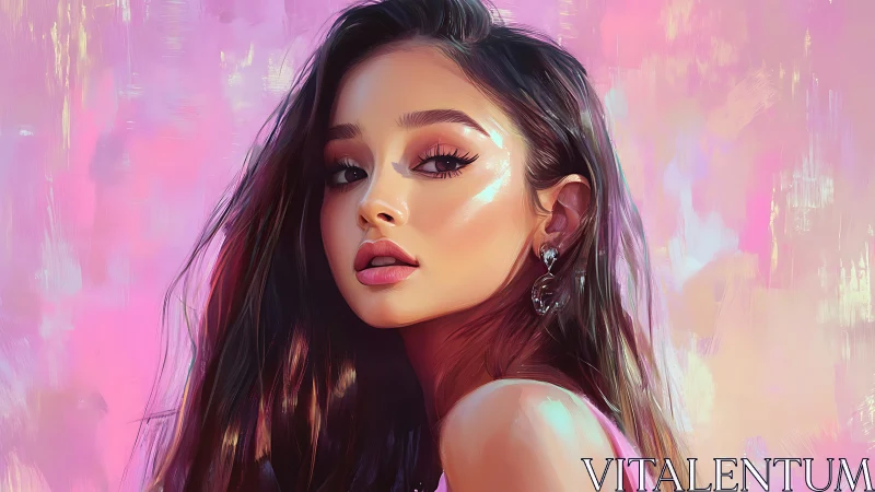 Digital portrait of a young woman in luminous pink lighting