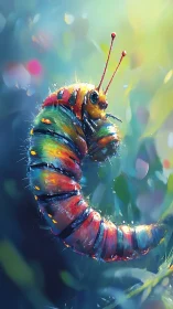 Chromatic macro study of luminescent caterpillar anatomy.