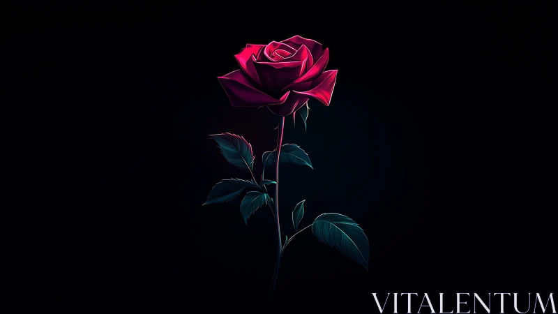 Neon Rose Blooming Midnight Garden.