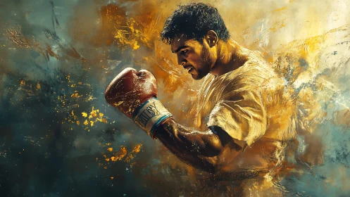 The Fighter's Determination Shines Through Golden Light
