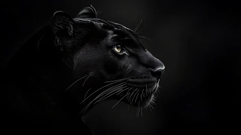 Black Panther Profile Portrait: Luminous Eyes Against Dark Minimalism.
