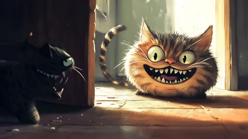 Cheeky Grinning Cats Share a Moment of Mischievous Joy