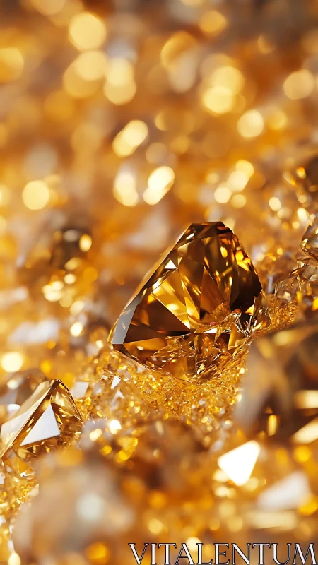 Golden diamonds scatter light across molten bokeh field.