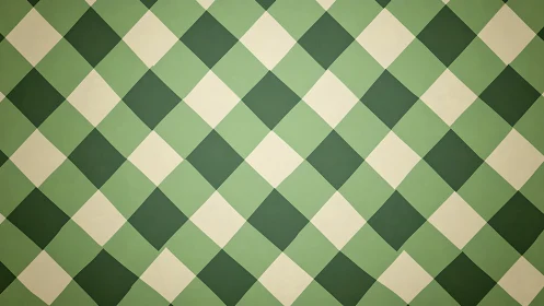 Green and cream diamond checkered geometric surface pattern.