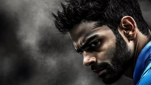 Storm-eyed competitor carves intensity from swirling shadow