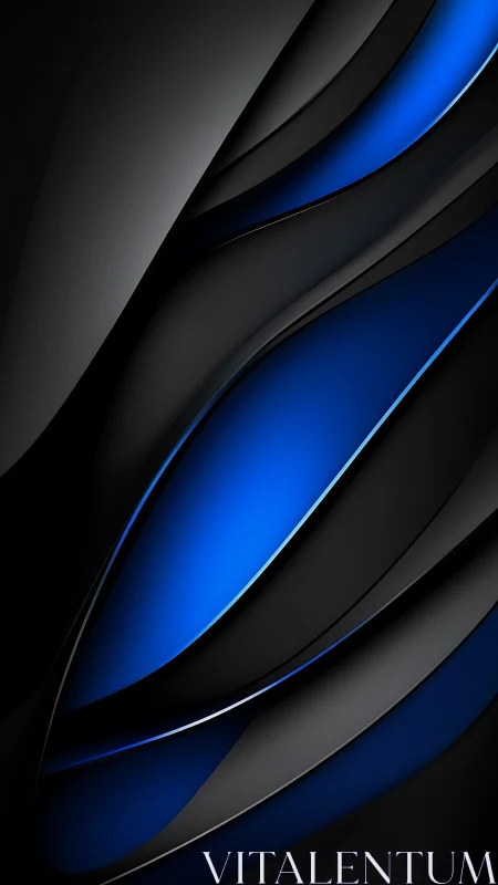 Curved black and blue layered abstract digital background.