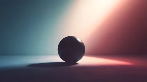 Gentle sphere resting in dreamy blue and rose light.