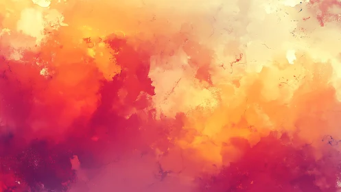 Vivid Abstract Watercolor Cloudscape in Warm Gradient Tones.