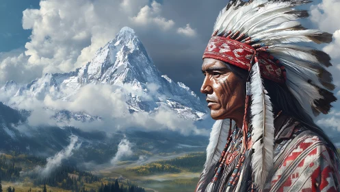 Mountain elder gazes over misty valley in vivid detail.