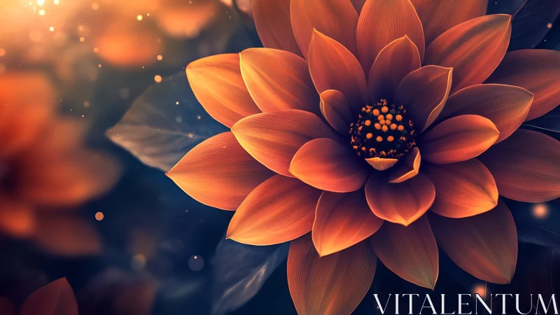 Radiant Orange Flower Blooming in Ethereal Light.