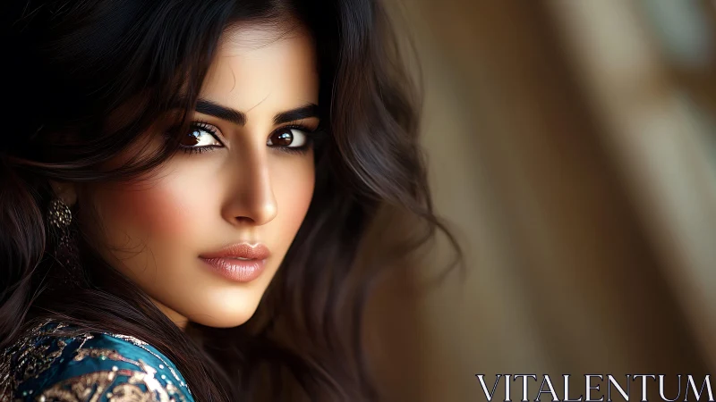 Velvet gaze in amber light, poised between hush and storm.