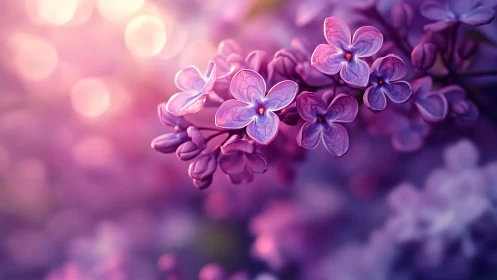 Purple lilac flowers with bokeh background and soft focus