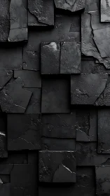 Midnight slate geometry stacking in moody fractured tiers.