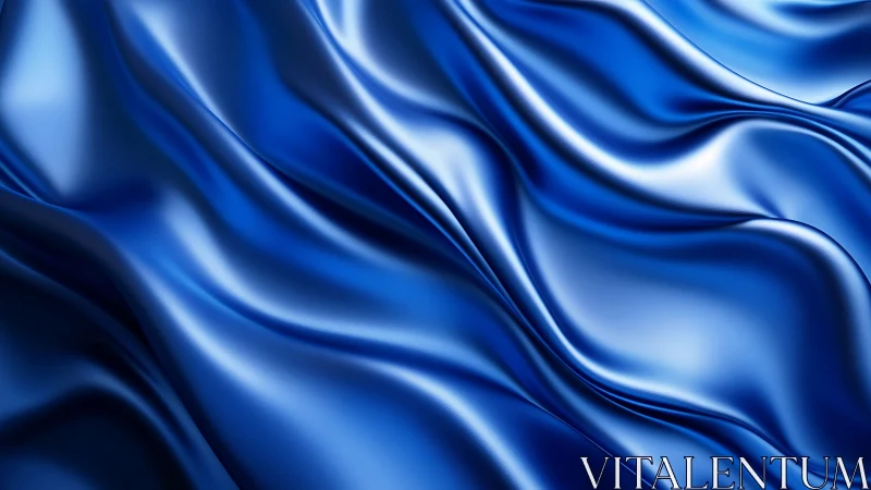 Deep blue satin folds in smooth flowing waves pattern.