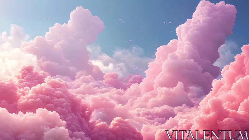 Volumetric pink cloudscape renders atmospheric depth and glow