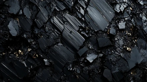 Obsidian rock shards form angular midnight crystalline field.
