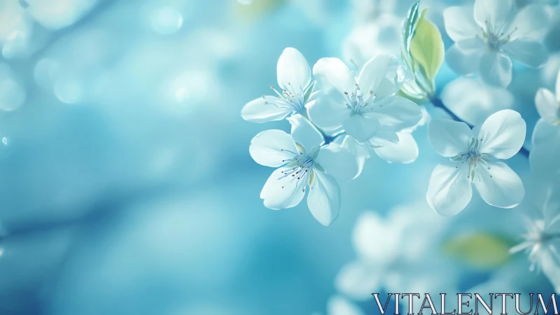 Delicate white jasmine blossoms in soft focus bokeh.