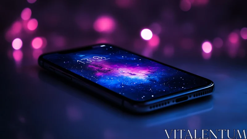 Pocket nebula hums on a midnight phone of glowing galaxies