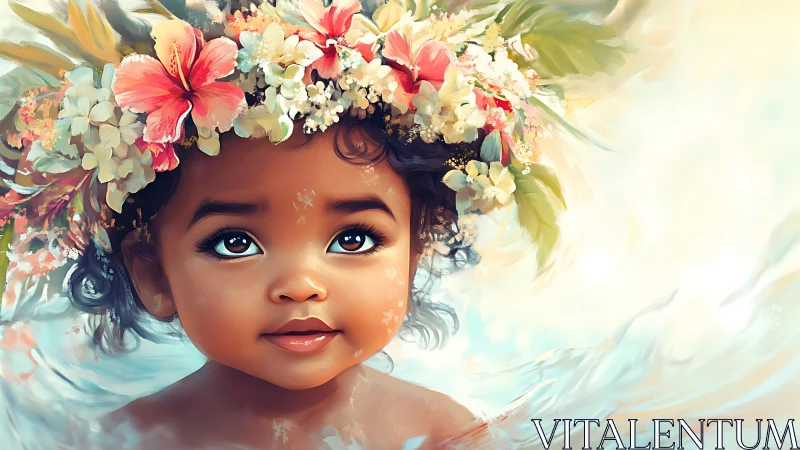 Young Child Adorned with Vibrant Floral Crown