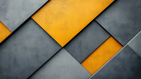 Geometric gray and yellow diagonal panels in abstract layout.