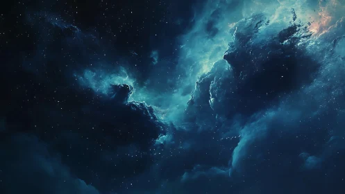 Star-forged stormclouds swirling in an electric midnight sky.