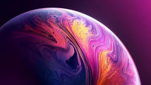 Digital rendering shows swirling pigments on curved surface