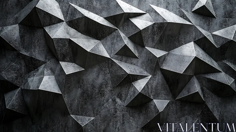 Geometric metallic facets forming irregular angular wall relief.