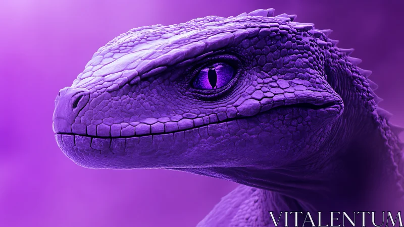 Photorealistic violet reptile portrait with sculpted scales.
