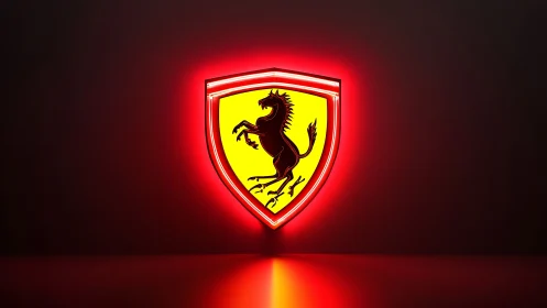 Photorealistic neon shield emblem with luminous edge glow.