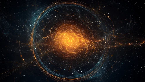 Circular energy field forms a luminous vortex in deep space