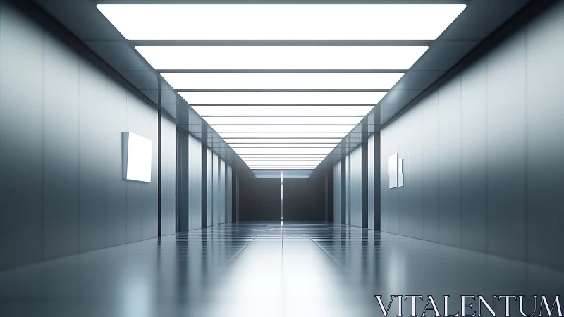 Minimalist Corridor with Recessed Linear Ceiling Panels.