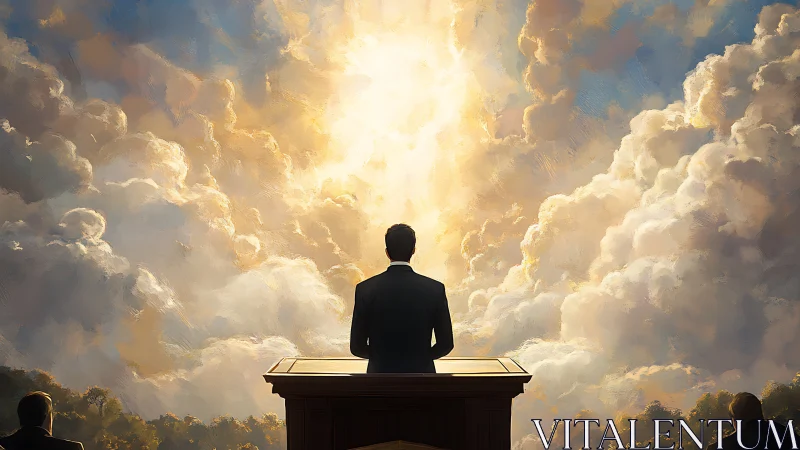 Orator at the Edge of Heaven-Bright Clouds Pausing Time.