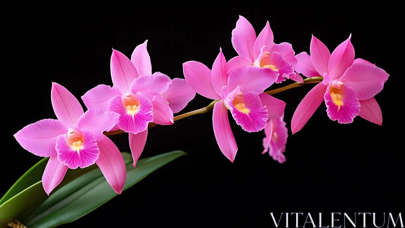 Cattleya Hybrid Orchids: Magenta Inflorescence Against Achromatic Background
